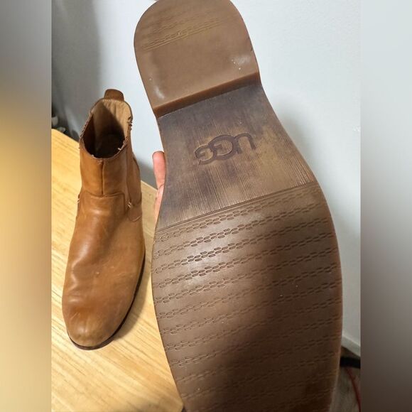 UGG Stevenson Men's Brown Ankle Leather Slip On Chelsea Boots Size 13 - Picture 4 of 6